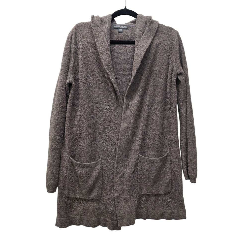 Barefoot Dreams CozyChic Lite Hooded Cardigan Cocoa Brown XS/S Style 480 Pocket